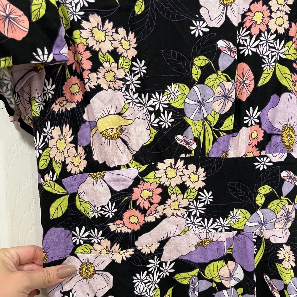 AFRM Los Angeles Floral Print Midi Dress Women's Puff Sleeve‎ Cutout Back Size M - Picture 4 of 10